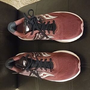 Saucony Burgundy and White Athletic Shoes